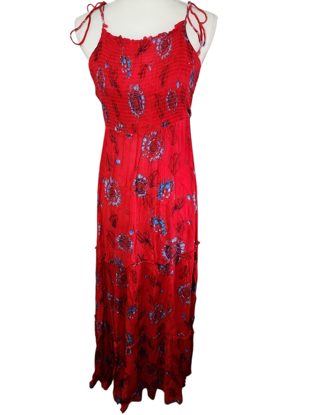 Free People Intimately Garden Party Red Floral Print Maxi Dress Size Medium